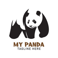 Cute Panda vector illustration in modern style logo, perfect for brand product logo design 