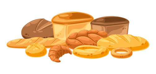 Background with bread. Image for bakeries and groceries. Healthy food.