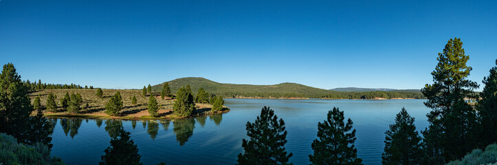 Fototapeta na wymiar Wide View of Blue Lake Water