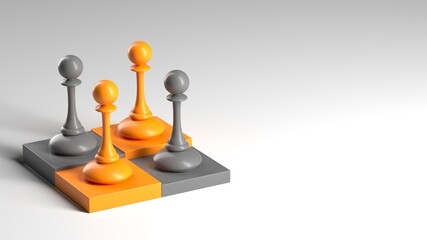 Chess pawns crowd concept background