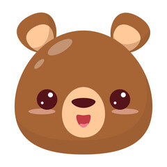 The head of a cartoon animal. Bear head.   Cute cartoon bear.