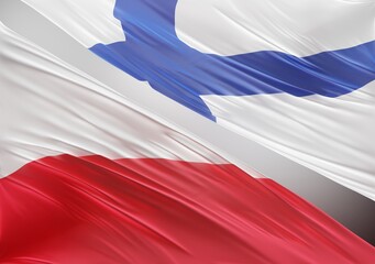 Abstract Poland with Finland Flag 3D Render (3D Artwork)