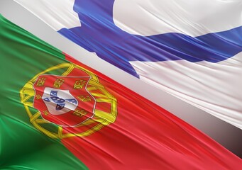 Abstract Portugal with Finland Flag 3D Render (3D Artwork)