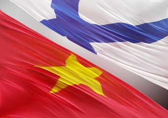 Abstract Vietnam with Finland Flag 3D Render (3D Artwork)