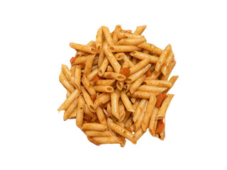 pasta with vegetables isolated on white background