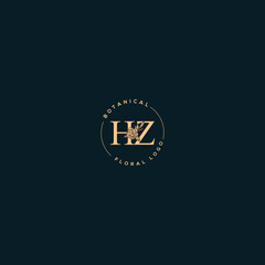 Initial letter hz floral vector icon - obrazy, fototapety, plakaty