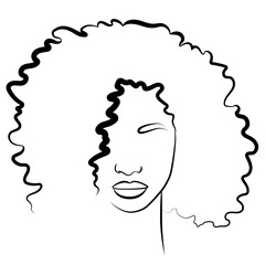 The face is one line. An African woman in a traditional headdress.