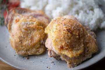 grilled chicken thigh with white rice