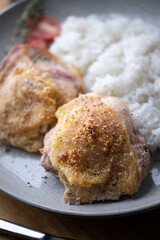 grilled chicken thigh with white rice