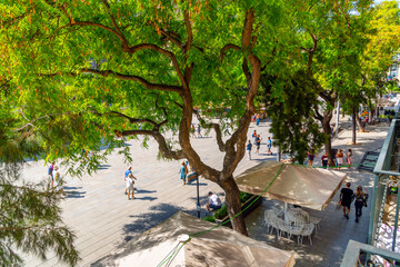 View from a terrace overlooking the Placita de la Seu, the main square in front of the Barcelona...