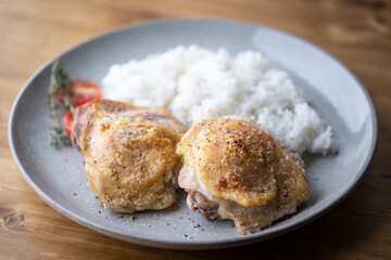 grilled chicken thigh with white rice