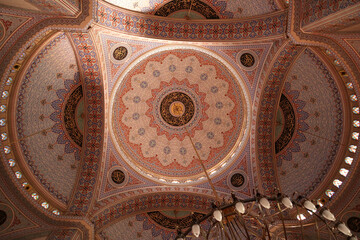 Fototapeta na wymiar Dome interior of Ottoman mosque in Turkey