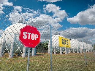 Closed gas plant with stop sign