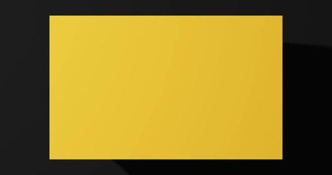 3d render with yellow rectangle with shadow on black background