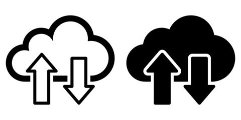 ofvs52 OutlineFilledVectorSign ofvs - upload download cloud vector icon . isolated transparent . cloud drive storage sign . black outline and filled version . AI 10 / EPS 10 . g11361