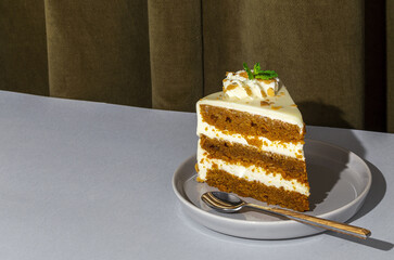 Slice of tasty carrot cake
