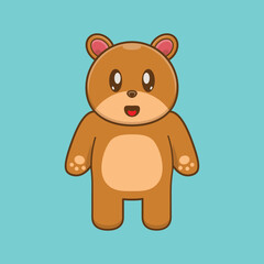 Cartoon adorable cute bear vector icon. Animal Character Concept. Simple premium design