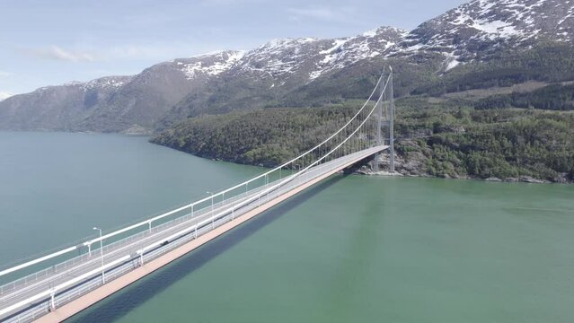 Aerial view of Hardangerbrua, Hardanger, Norway