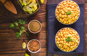 Arabic Cuisine; Middle Eastern traditional snack Lupin beans or Termes. It's very healthy beans that can be served as snack or antipasti. Close up with copy space.