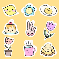 hand drawn illustration of a set of food