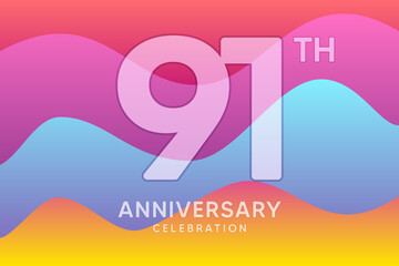 91 Year Anniversary Vector Template Design Illustration