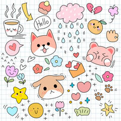 Obraz premium Hand draw doodle set with design