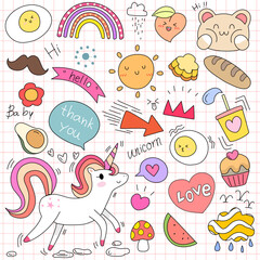 Hand draw doodle set with design 