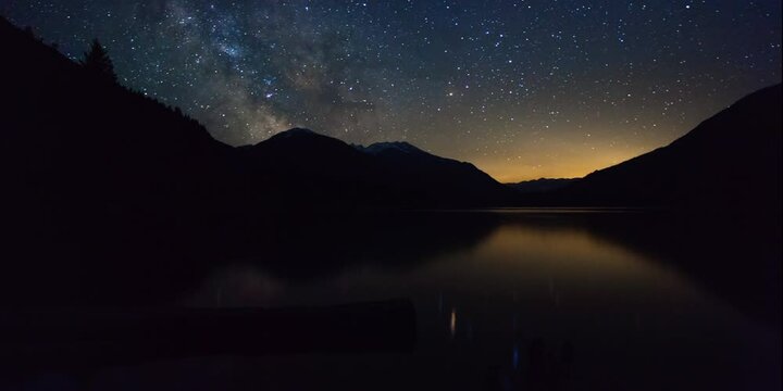 Lockdown Time Lapse Majestic View Of Lake Against Milky Sky In Forest - Squamish, Canada