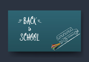 Back to School Horizontal Banner with Bus