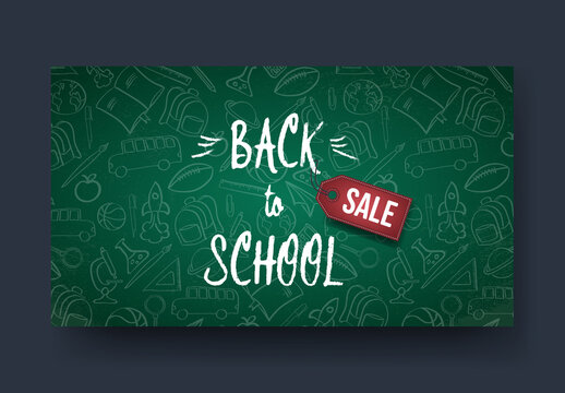 Back to School Sale Banner with Pattern Background
