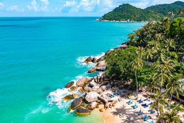 Fototapeta premium Aerial view of Thong Nai Pan Beach in Koh Phangan, Thailand