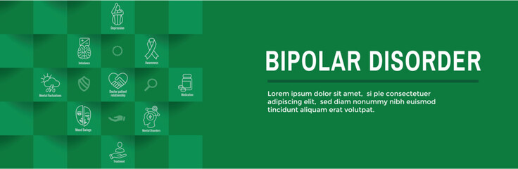 Bipolar Disorder or Depression BP Icon Set & Web Header Banner