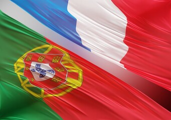 Abstract Portugal with French Flag 3D Render (3D Artwork)