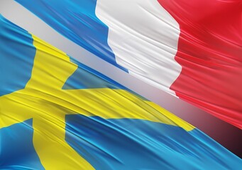 Abstract Sweden with French Flag 3D Render (3D Artwork)