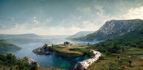 Beautiful landscape of the croatian coastline, sea and cliffs