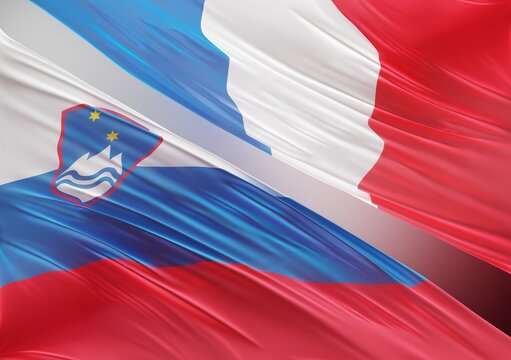 Abstract Slovenia with French Flag 3D Render (3D Artwork)