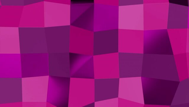 Abstract transforming wall of same size squares. Design. Glowing glass moving cubes, rows of colorful squares.