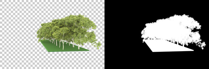 Forest isolated on background with mask. 3d rendering - illustration