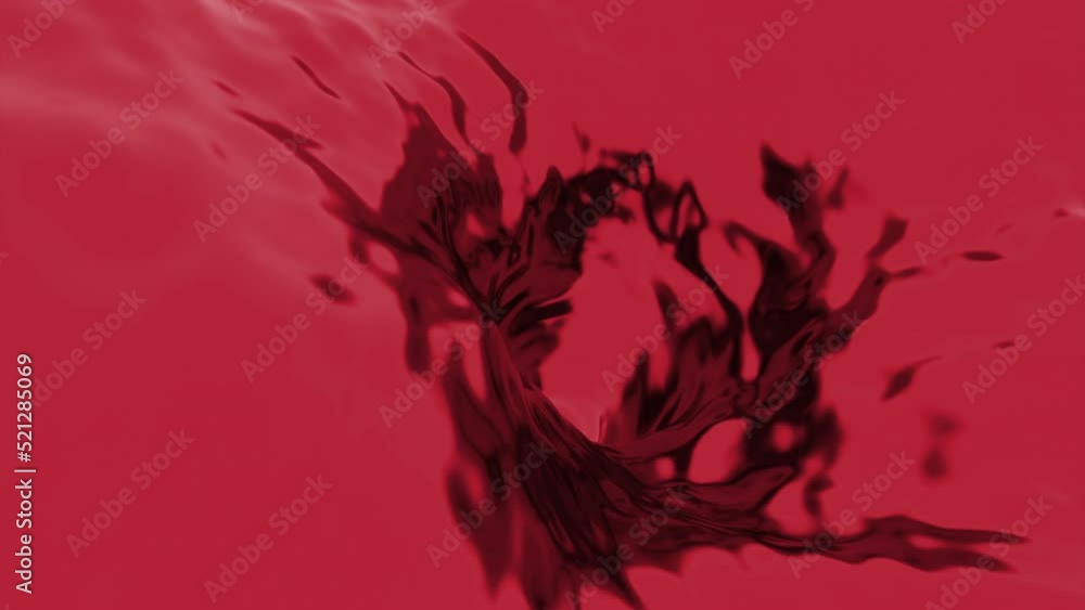 Poster moving flow of colored liquid with glare. design. animation with moving 3d liquid and shadows on sur