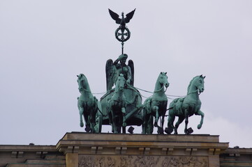 Fototapeta na wymiar Berlin, Germany: the quadriga on top of the Brandenburger Tor (Brandenburg Gate)