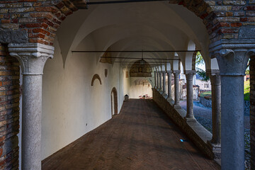 View of the castle access from Bollani's triumphal arch, Udine, Italy.
