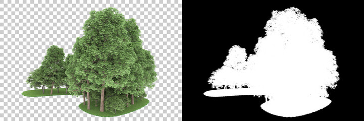 Forest isolated on background with mask. 3d rendering - illustration