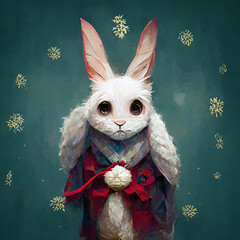 Obraz na płótnie Canvas Christmas rabbit character