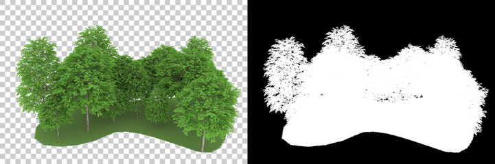 Obraz premium Forest isolated on background with mask. 3d rendering - illustration