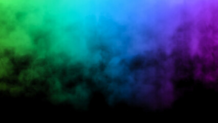 Fototapeta na wymiar Abstract multicolored magical steam blown away by the wind. Colorful smoke on a black background. Cloudscape magic pattern.
