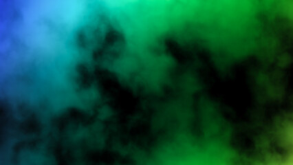 Obraz na płótnie Canvas Abstract mystic smoke illuminated by multicolored neon light. Colorful magic steam on a black background. Smoke night fantasy pattern. 