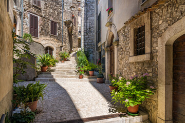 The beautiful village of Bassiano, in the Province of Latina, Lazio, central Italy. - obrazy, fototapety, plakaty