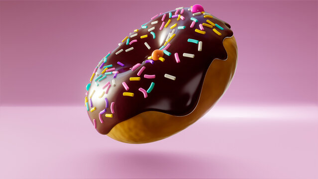 3D chocolate donut with sprinkles