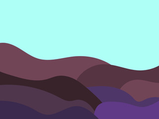 Mountainous landscape in a minimalist style. Panorama of mountain peaks. Design for posters, banners and promotional products. Vector illustration