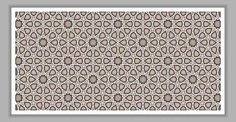 3d papercut or laser cut panel, islamic arabian geometric pattern. Multi layers, wall art tile, decorative panel, home decor, wood  carving, moroccan style design. Vector illustration